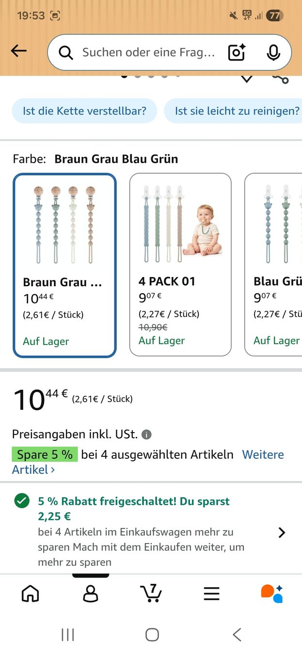 Pasti del neonato: 9-er Schnullerkette Silikon  – Nuovo (secondo la descrizione) da Basel venduto da mar_wr92 1