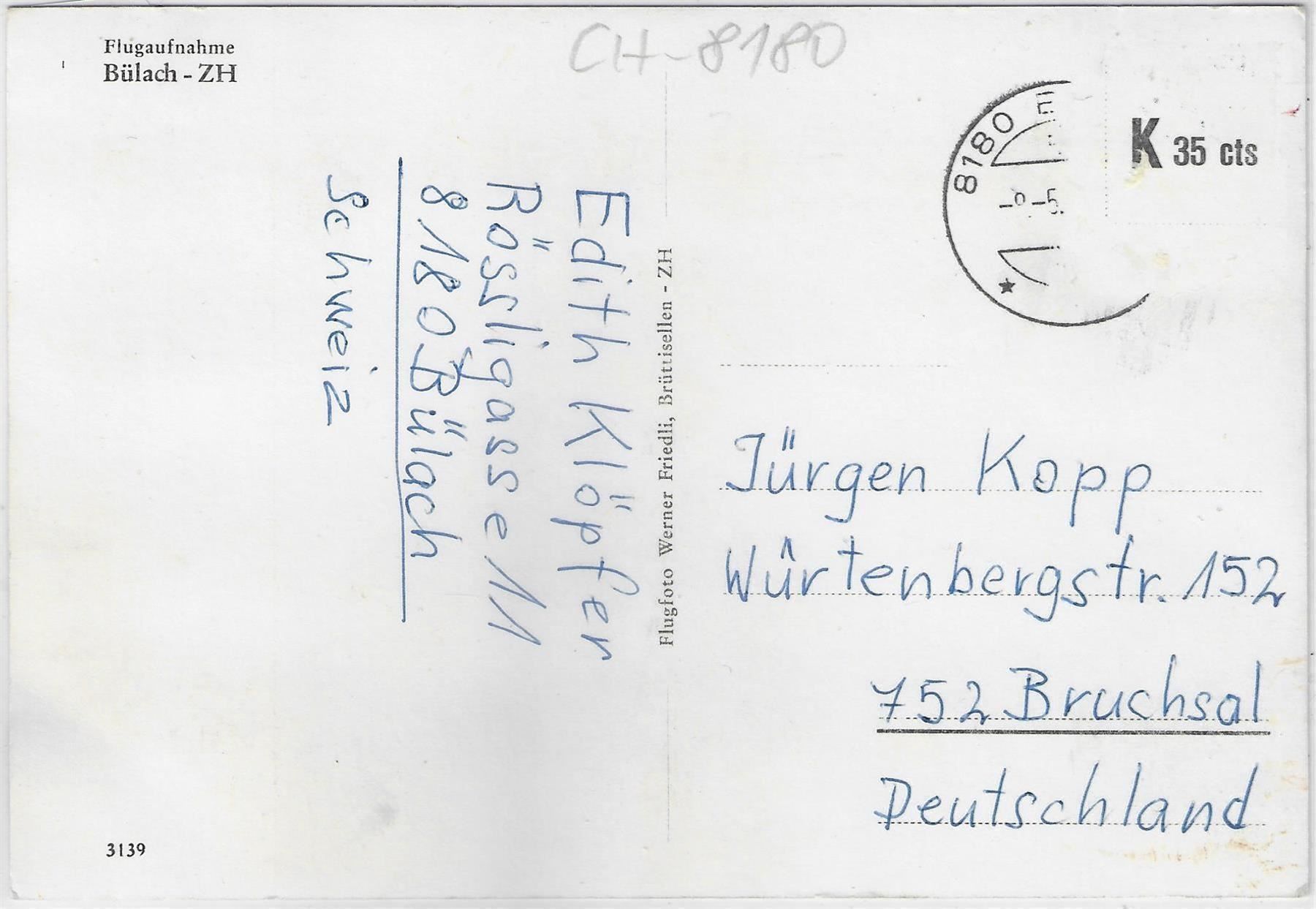 Cartoline postali: Flugaufnahme Bülach ZH – Usato da Ettingen venduto da Kartenplanet 1