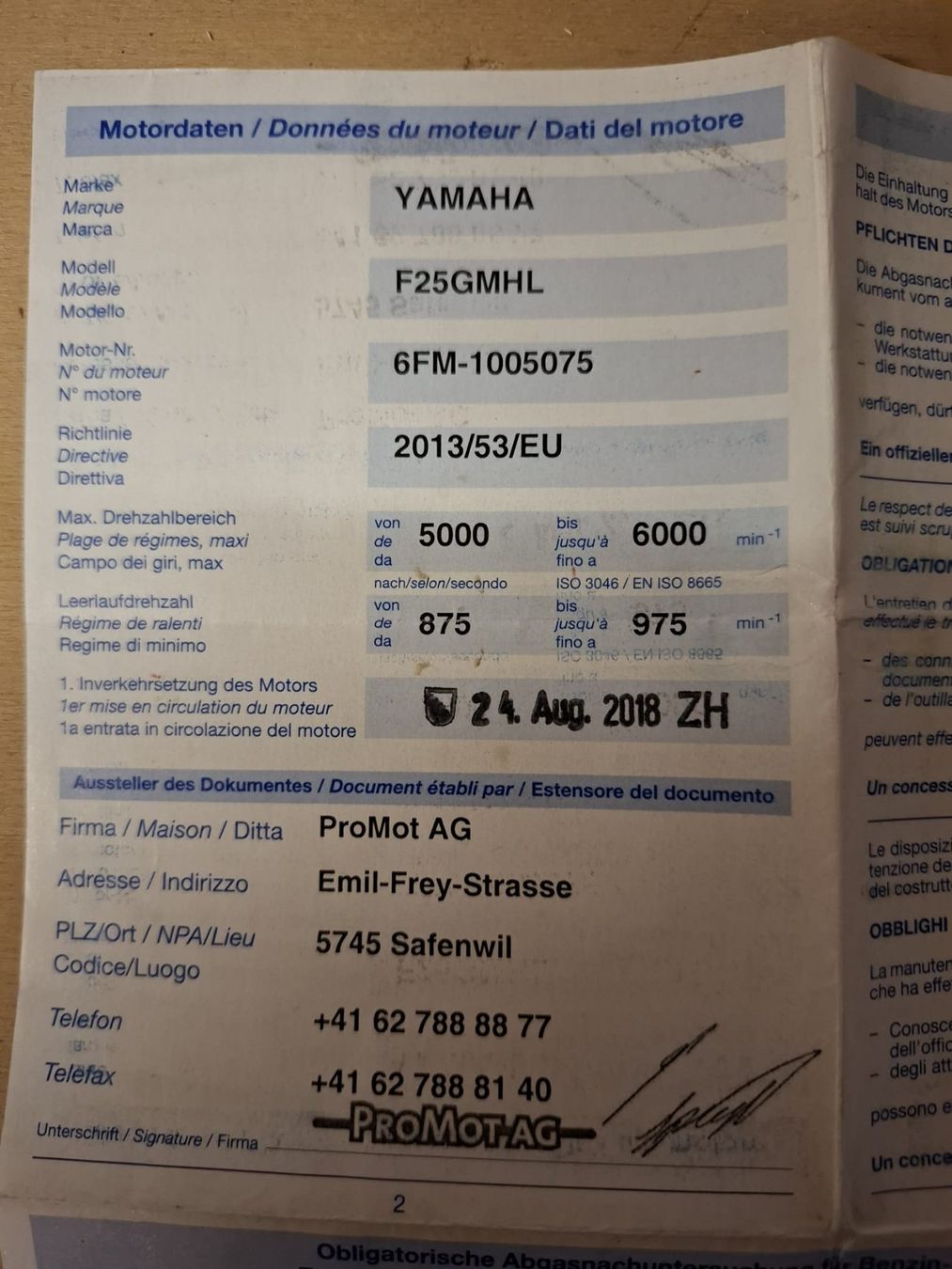 Yamaha Motori: Yamaha 25PS Aussenbord-Motor – Usato da Tann venduto da k2fplus 2