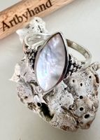 Vintage Silberring 925 mit schimmerndem Perlmutt-Schiffchen