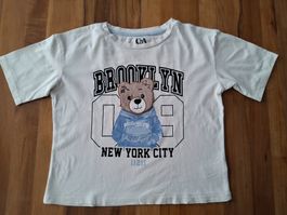 C&A Kinder T-Shirt Grösse 146-152 weiss Brooklyn Motiv