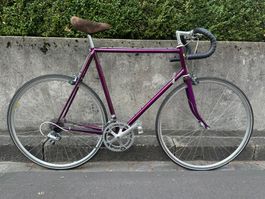 violettes Rennvelo mit Shimano