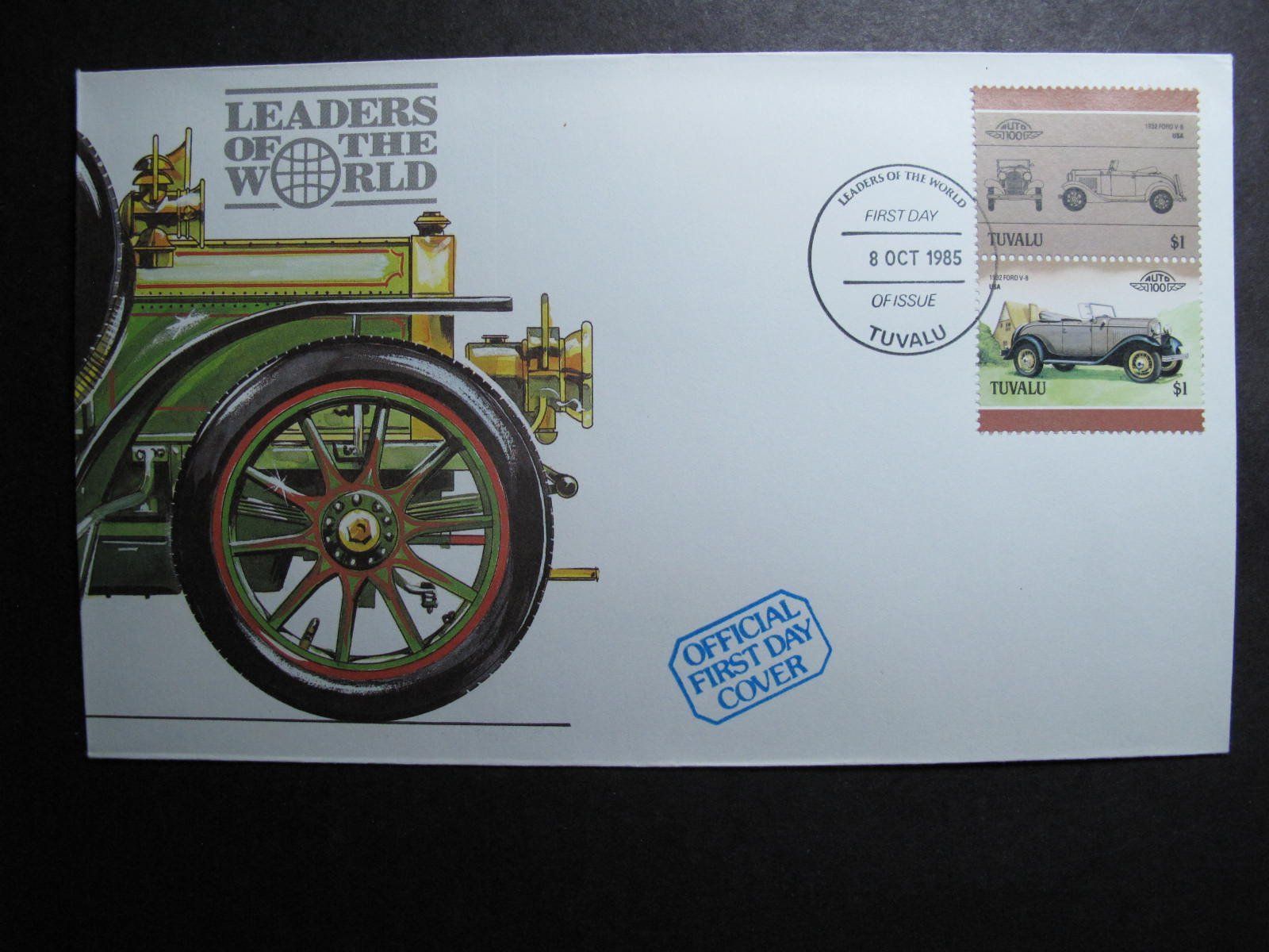 Tutti i francobolli: Auto  Tuvalu 1985 FDC Ford V-8 1932 – Usato da Wil SG venduto da fva01