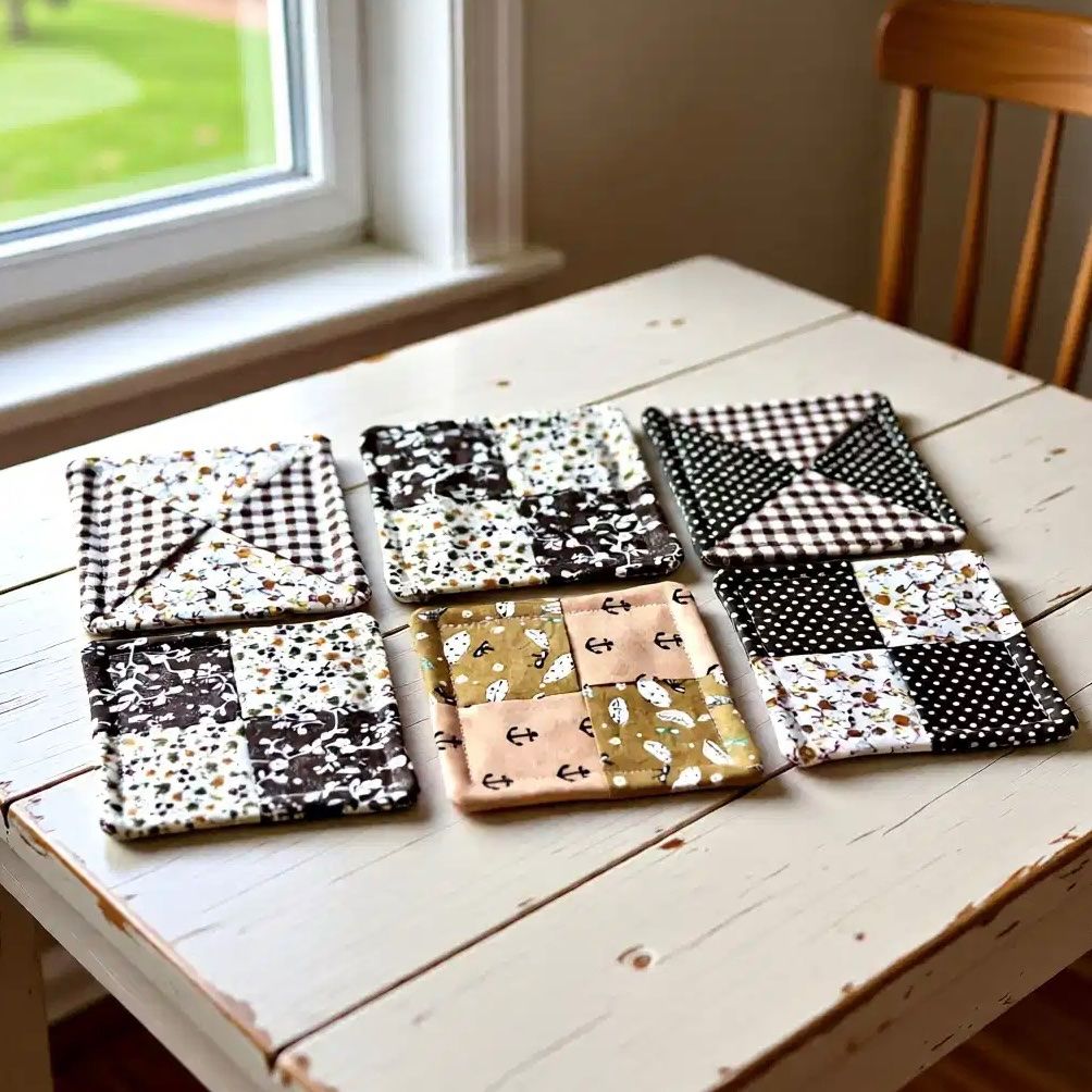 Sottobicchieri: Stoff-Tee-Untersetzer 6 Stück Set - Patchwork Design - Neu! – Nuovo e nell'imballaggio originale da Vals venduto da ABA-Atelier 2