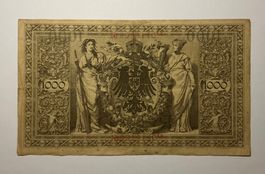 Prachtvolle 1000 Mark Reichsbanknote 1910  Brauner Tausender
