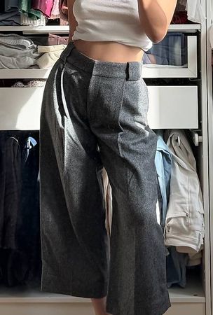 COS Culotte Hose Grau Wolle EU 34 Wide Leg Minimal