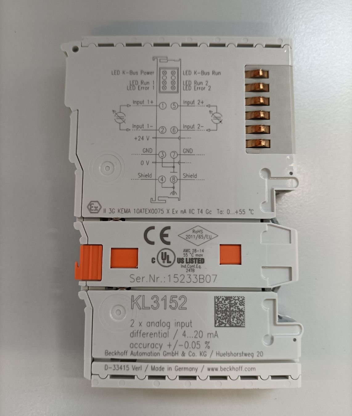 Beckhoff Componenti elettronici: Beckhoff KL3152 - Analog Input Klemme NEU – Nuovo e nell'imballaggio originale da Lotzwil venduto da JEBEMI