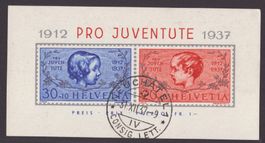 1937 Pro Juventute bloc obl. NEUCHATEL