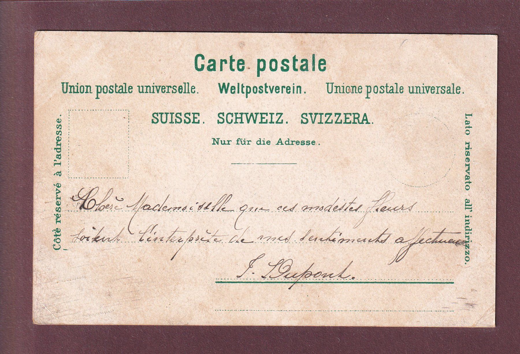 Ansichtskarten: Souvenir de GENEVE Litho Blümlein // petits plis d'angle // – Gebraucht aus Pully von nicecards 1