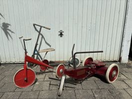 Drei Oldtimer Kindervelo Trottinett Syclo Skiff Holländer
