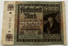 5000 Mark 1922 Reichsbanknote mit Wasserzeichen guter Zustan