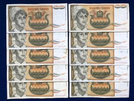 Belgrad 1993 - Jugoslawien - 10 x 100000 Dinara