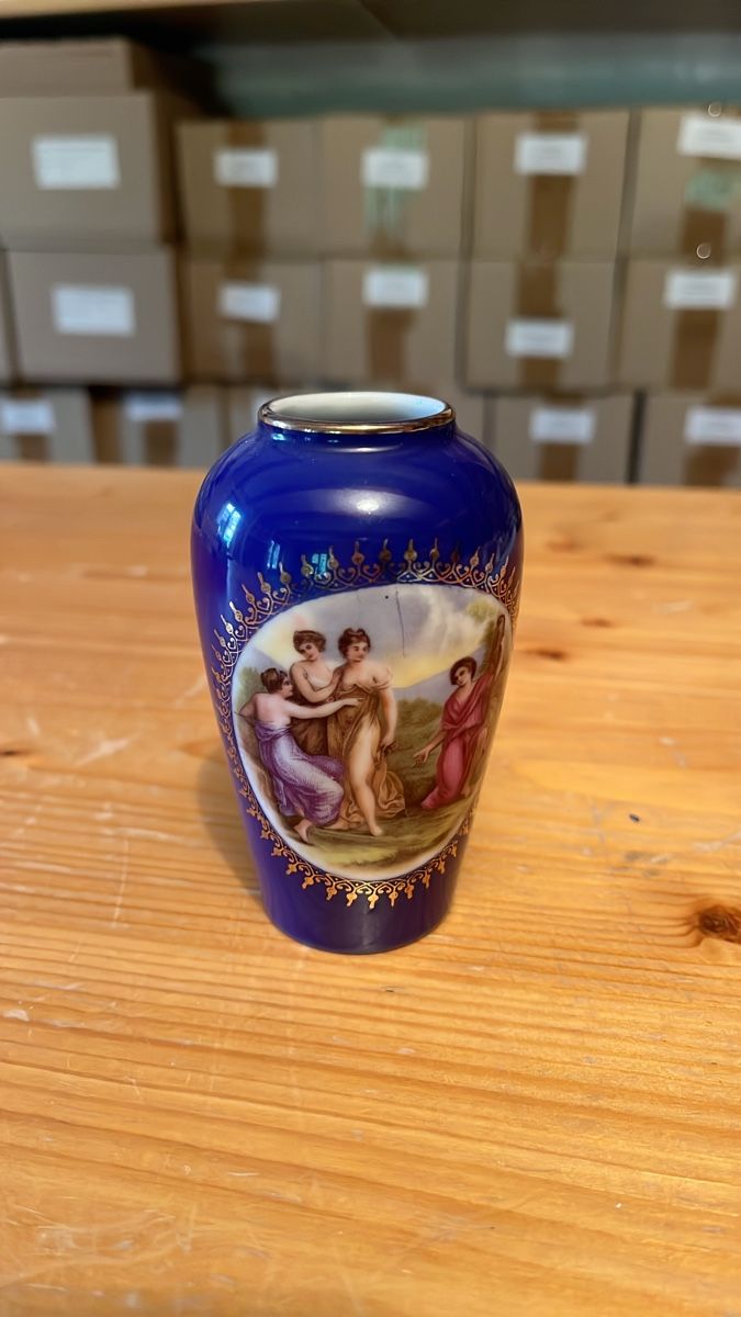 Vasi & Recipienti: Antike Vase mit Goldrand, königsblau – Usato da Fischenthal venduto da luc_82dg