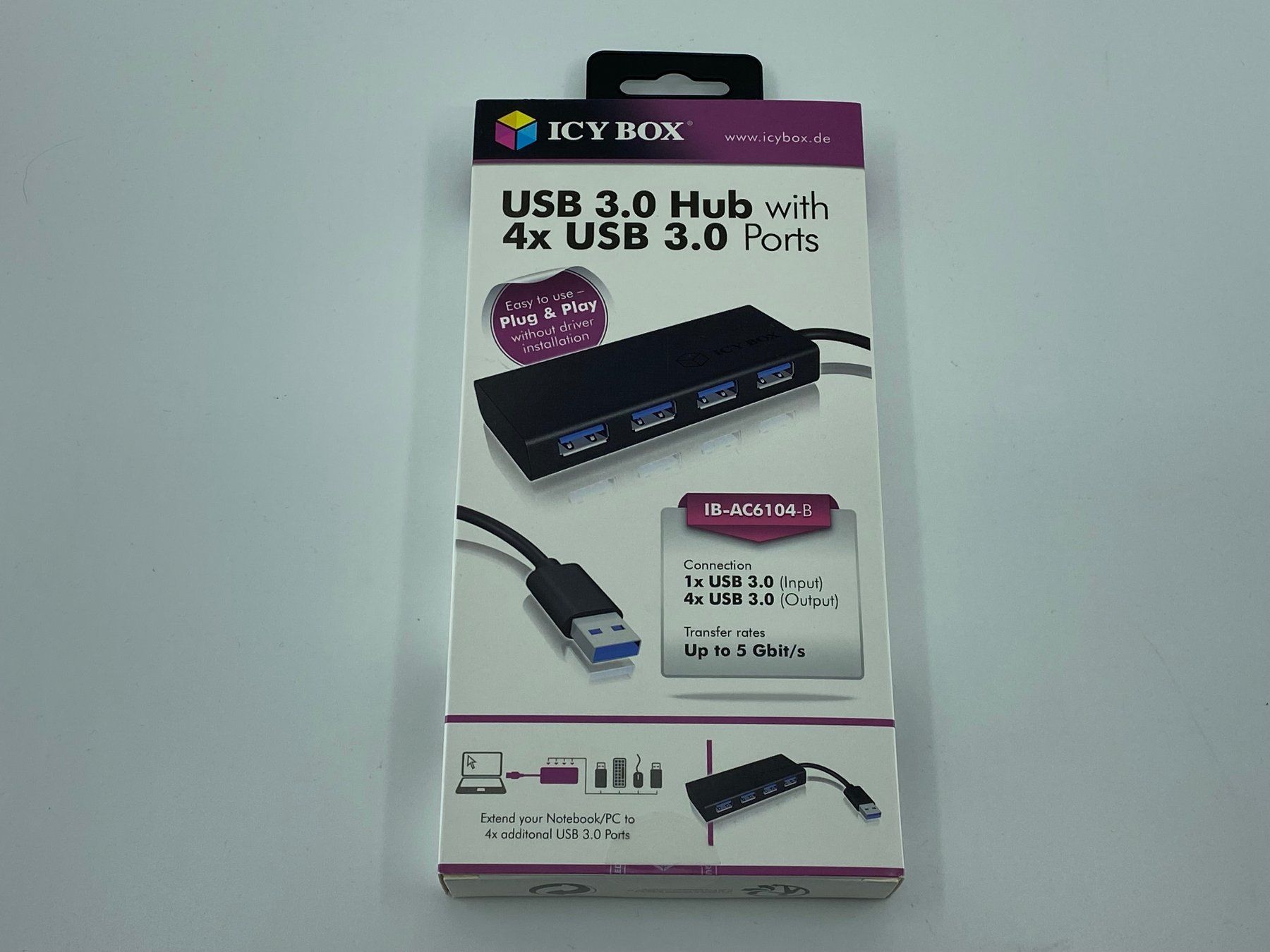 Hub & Switch: ICY BOX USB-Hub IB-AC6104-B - NEU – Nuovo e nell'imballaggio originale da Langwiesen venduto da Restposten-24