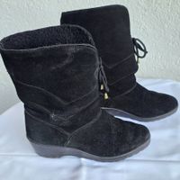 Damen Winterstiefel Gr. 38 Schwarz Gefüttert Keilabsatz