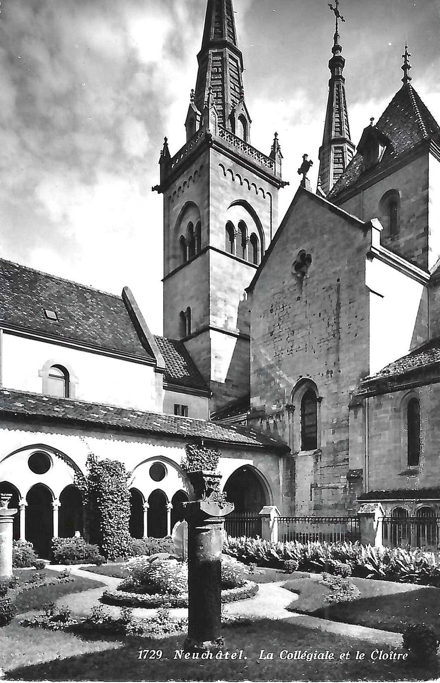 Ansichtskarten: Neuchatel Collegiale Cloitre; Neuenburg Stadtkirche Kloster – Gebraucht aus Thun von 44wart
