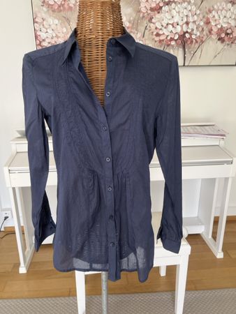Bluse, Emily van den Bergh, dunkelblau gestreift, 36