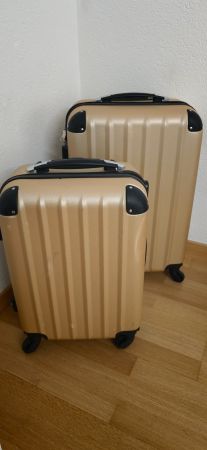 2x Hartschalenkoffer Set Champagner – Rollen, Zahlenschloss,