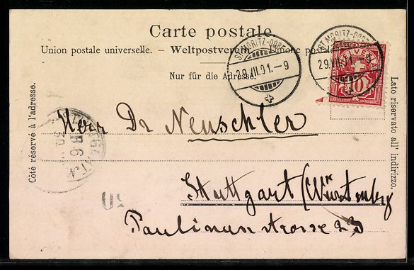 Cartoline postali: AK St. Moritz, Dorfansicht und Bad, 1901 – Usato da Berlin venduto da bartko-reher 1