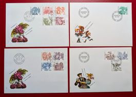 VOLKSBRÄUCHE I & II 594 - 602 1977; 676 - 679 1982 1984 FDC