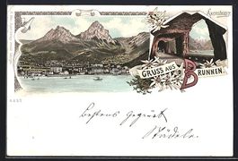 Litho Brunnen, Axenstrasse, Ortsansicht 