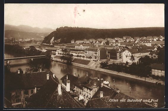 Ansichtskarten: Olten, Ortsansicht mit Bahnhof und Post – Gebraucht aus Berlin von bartko-reher