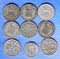 Welt silber münzen  9 stück scarce date