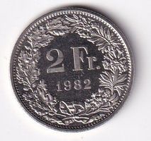Schweiz 2 Franken 1982 vorz-unz