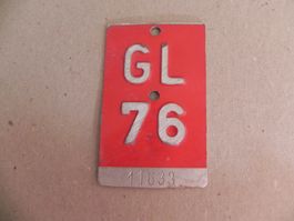 Velonummer Rad Velo Nummer GL 76 Glarus 1976 Geschenk
