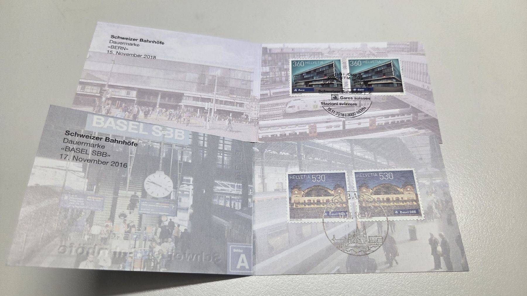 Tous les timbres: 2016/18 2 Folder FDC Bahnhöfe – D'occasion à Arni AG par Moth68 1