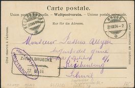GL  SG Ziegelbrücke - Aushilfsstempel - Karte - ab Brugg AG