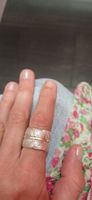 Breiter Ring Feder Design Silberfarben guter Zustand Gr.54
