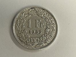 1 Fr. Silber Schweiz 1955 vz