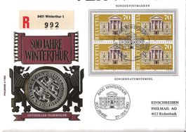 Münzbrief Medaille Silber (800 Jahre Winterthur 1980)