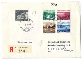 1955 Pro Patria FDC-Satzbrief mit Ausgabestempel n. Schweden