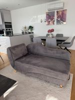 Recamiere mit Stauraum grau Stoff guter Zustand