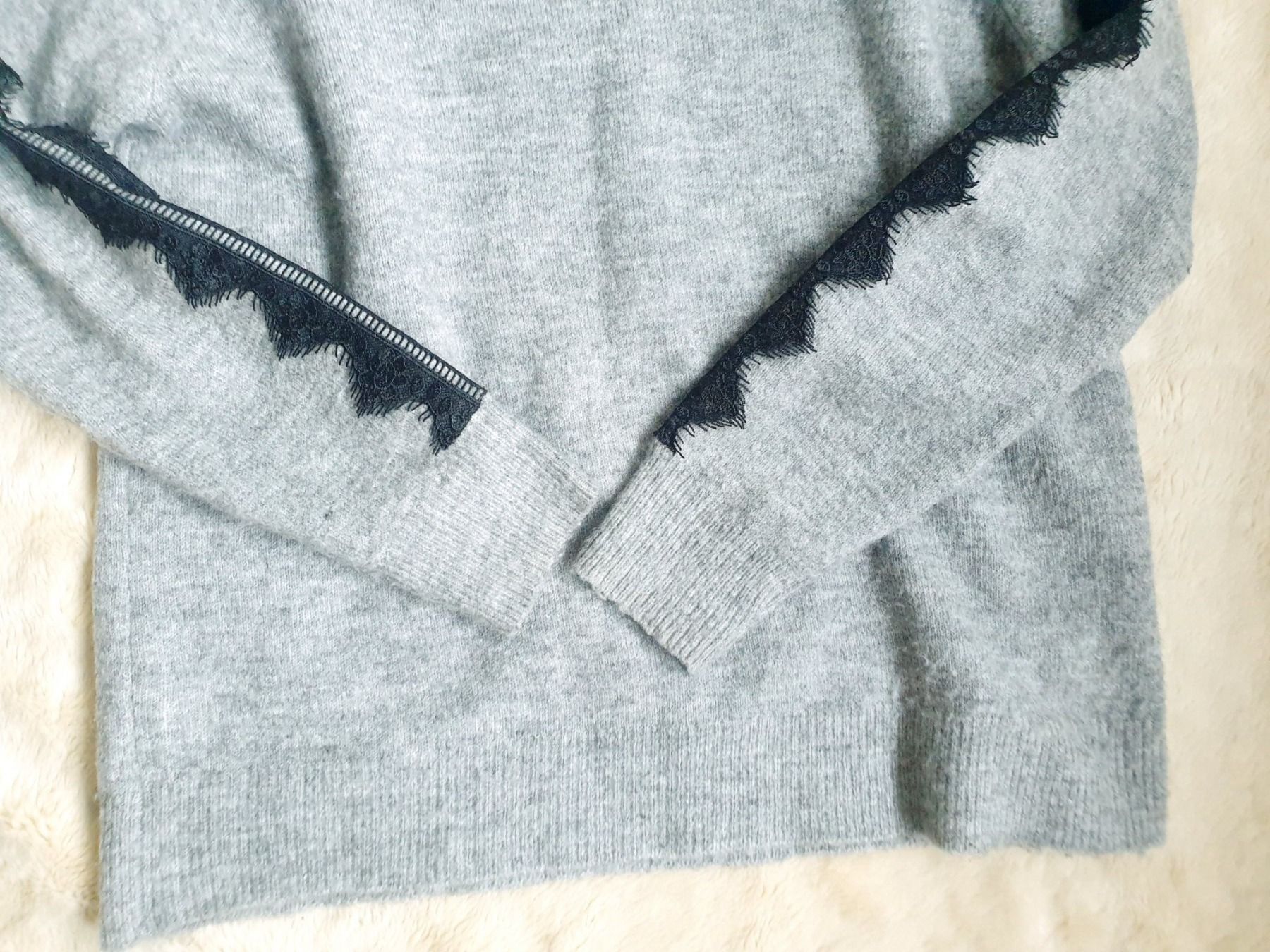 Pulls & Sweat-shirts: PULLOVER PULLI M 38 GRAU SCHWARZ MIT SPITZE WARM KUSCHELIG – D'occasion à Elsau par the-colorful-side 3