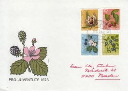 1973 Pro Juventute FDC Früchte des Waldes ET 5400 Ennetbaden
