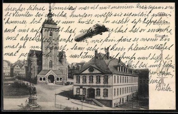Photos & posters: AK Siegen, Zeppelin neben der Kirche – D'occasion à Berlin par bartko-reher