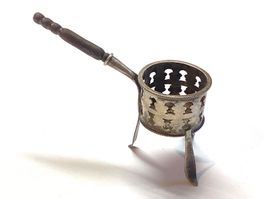 Antike rare Spielzeug  Miniatur Glutpfanne 925 Silber Patina