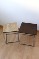 2x Beistelltisch Chrom Holz Hell Dunkel Modern Retro Design
