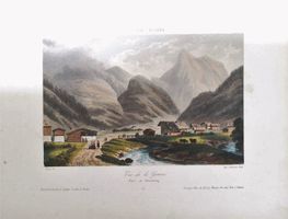 Kandersteg Gemmi altkolorierte Lithographie von Deroy