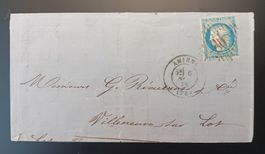 FRANKREICH FALTBRIEF, AMIENS FANCY STORNIERUNG 1872