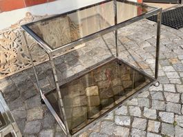 Table Vintage sur roulettes • Bahaus 1960-70 • 70x40xh60