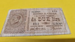 Italienische 2 Lire Note von 1914 - Seltenes Sammlerstück