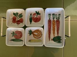 Vintage Keramik Apéro Schalen, 70er Jahren