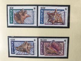 WWF Nevis 1990 Fechterschnecke Satz postfrisch