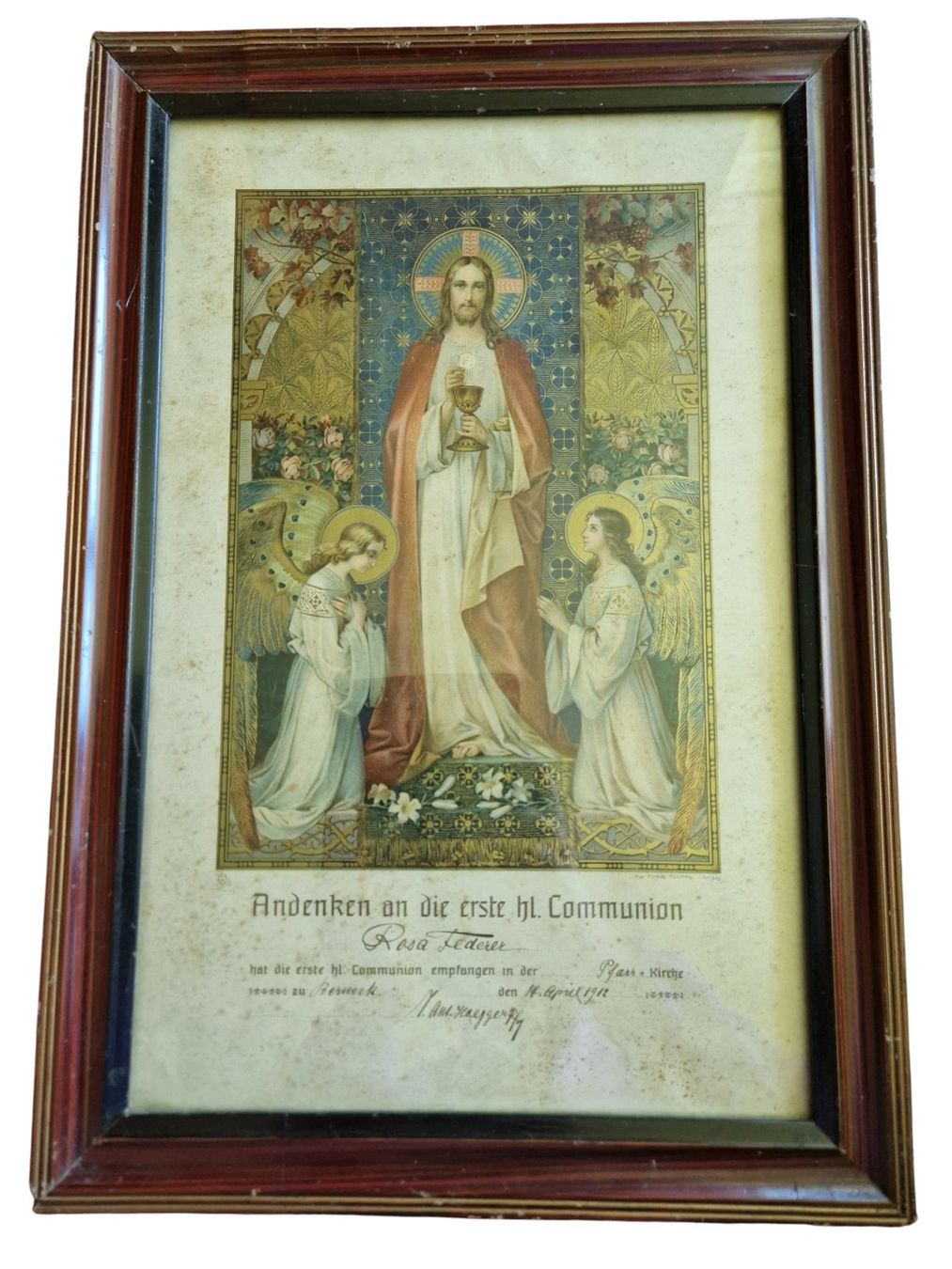 Grafica & Litografie: antike Lithographie Andenken hl. Communion – Usato da Mörschwil venduto da antiksalon21 5