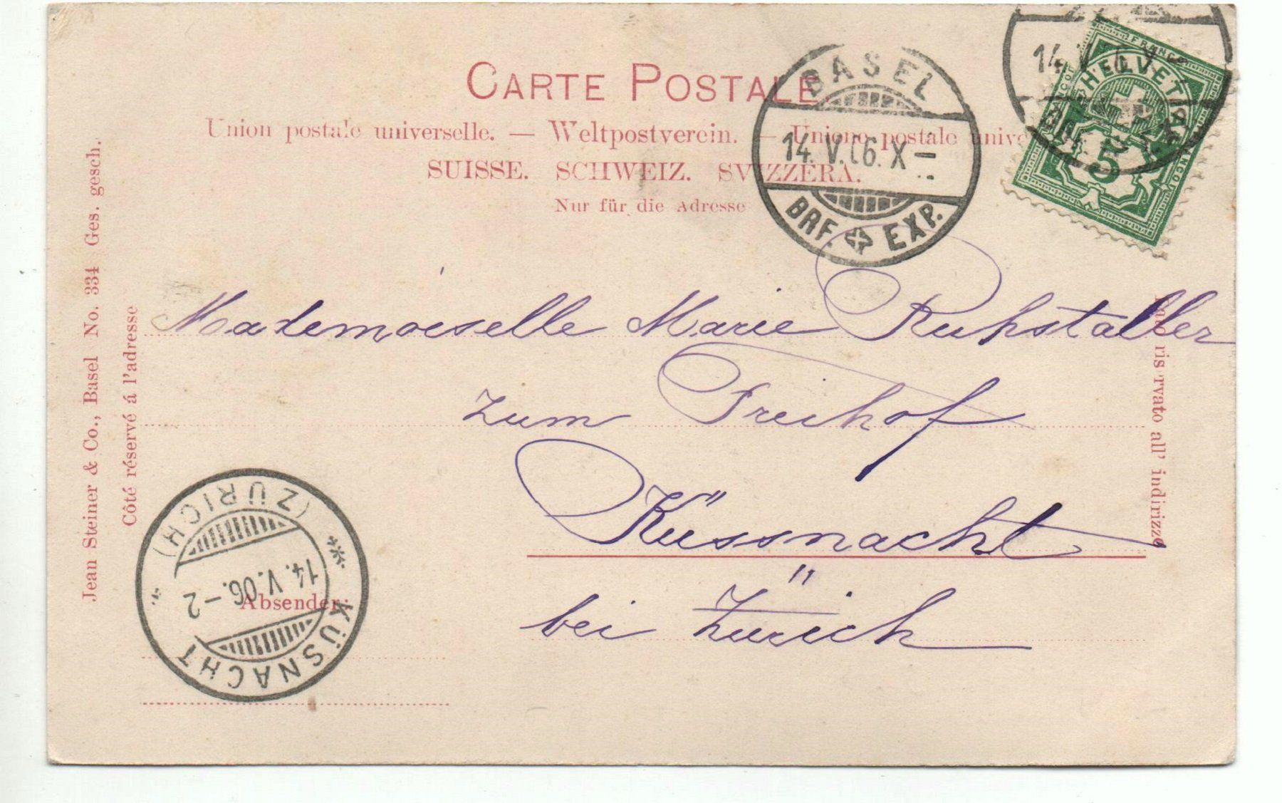 Cartoline postali: BASEL Restauration St. Jacob - A. Seiler-Müller – Usato da Jona venduto da philajona 1