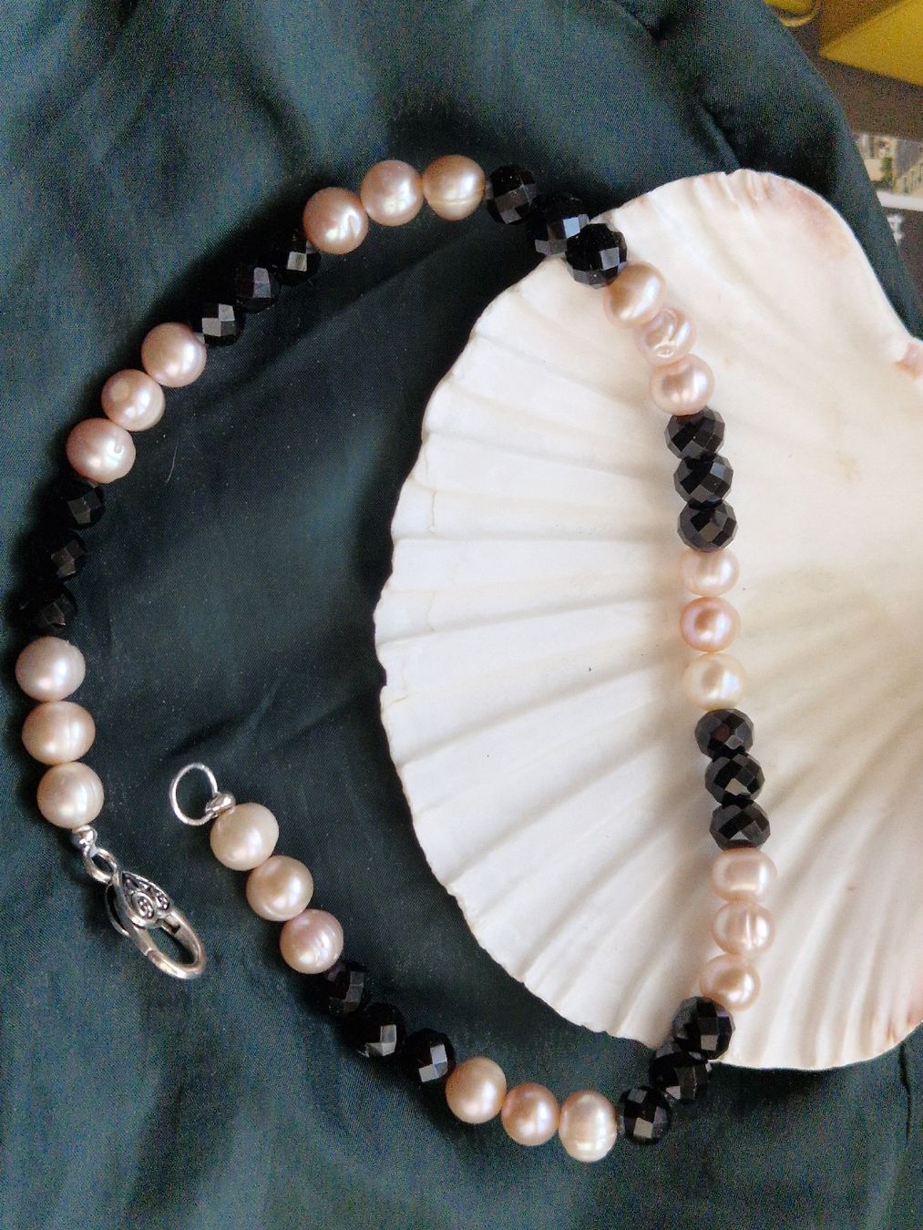 Catenine: Perles de culture et obsidienne – Nuovo (secondo la descrizione) da SAXON venduto da Mariposita1428 1
